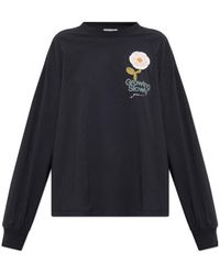 Ganni - Long-Sleeve T-Shirt With Crochet Flower - Lyst