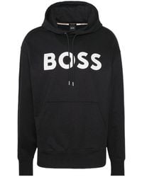BOSS - Boss Logo Printed Drawstring Hoodie - Lyst