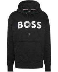 BOSS - Boss Logo Printed Drawstring Hoodie - Lyst
