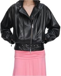 Self-Portrait - Pleated Belted Biker Jacket - Lyst