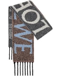 Loewe - Logo Jacquard Fringed Edge Scarf - Lyst