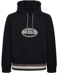 Emporio Armani - Logo Embroidered Drawstring Hoodie - Lyst
