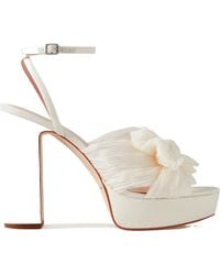 Loeffler Randall - Natalia Bow-Embellished Plissé-Organza Platform Sandals - Lyst