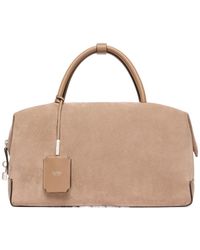 Max Mara - Large Nubuck Leather Boston Bag - Lyst