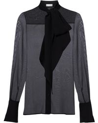 Nina Ricci - Long-Sleeve Silk Chiffon Blouse - Lyst