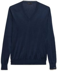 Prada - Long-Sleeved V-Neck Jumper - Lyst