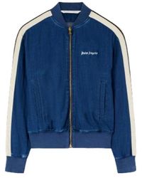 Palm Angels - Chambre Logo Embroidered Denim Bomber Jacket - Lyst