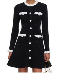 Self-Portrait - Chenille Knit Flower Trim Mini Dress - Lyst