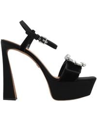 Dolce & Gabbana - Buckle Embellished Velvet Platform Sandals - Lyst