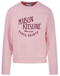 Maison Kitsuné - Maison Kitsuné Logo Printed Crewneck Sweatshirt - Lyst