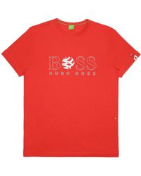 BOSS - T-Shirt With Round Neck And Short Sleeves - Lyst