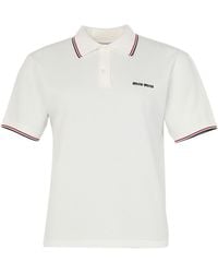 Miu Miu - Logo-Embroidered Polo Shirt - Lyst