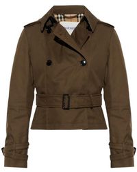 Burberry - Double-Breasted Belted Short Trench Coat - Lyst