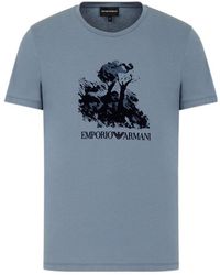 Emporio Armani - Printed T-Shirt With Round Neck - Lyst
