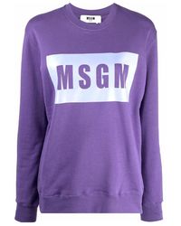 MSGM - Logo-Print Crew Neck Sweatshirt - Lyst