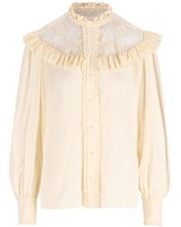 Chloé - Chloé Lace Panel Ruffled Blouse - Lyst