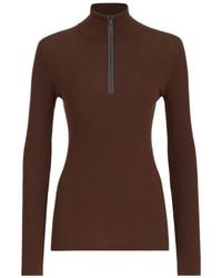 Brunello Cucinelli - Virgin Wool And Cashmere Lightweight Ribbed Turtleneck Sweater With Precious Half-Zip - Lyst