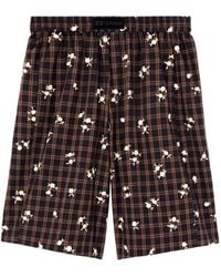 Ganni - Printed Check Shorts - Lyst