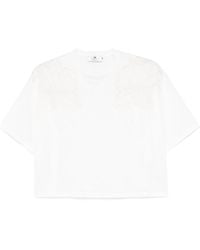 Elisabetta Franchi - Embroidered Cropped T-Shirt - Lyst