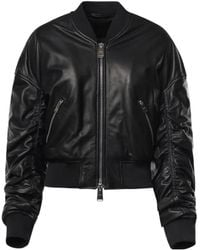 Dondup - Ruched Leather Bomber Jacket - Lyst