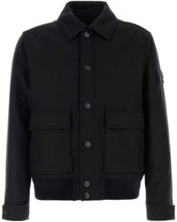 Stone Island - Button-Up Logo-Patch Wool Jacket - Lyst