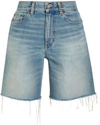 Chloé - Versatile High-Rise Frayed Denim Bermuda Shorts - Lyst