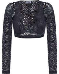 Versace Jeans Couture - Couture Cut-Out Detailed Cropped Top - Lyst