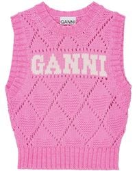 Ganni - Cotton Blend Vest - Lyst