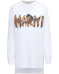 Marni - Feline Print Logo Bio Jersey Long T-Shirt - Lyst