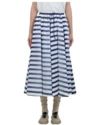 Prada - Striped A-Line Midi Skirt - Lyst