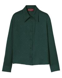 Gucci - Jacquard Silk Shirt With Gg Cross - Lyst