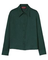 Gucci - Jacquard Silk Shirt With Gg Cross - Lyst