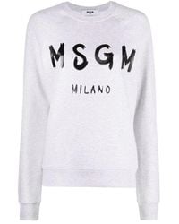 MSGM - Logo-Print Crew Neck Sweatshirt - Lyst
