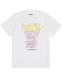 Ganni - Logo Printed Crewneck T-Shirt - Lyst