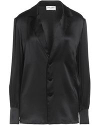 Saint Laurent - Solid Color Satin Long-Sleeve Shirt - Lyst