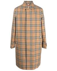 Burberry - Checked Collared Trench Coat - Lyst