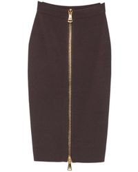 Elisabetta Franchi - Front-Zip Pencil Midi Skirt - Lyst