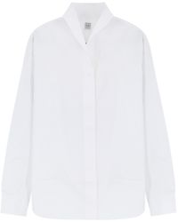 TOTEME - Totême High-Collar Long Sleeved Shirt - Lyst