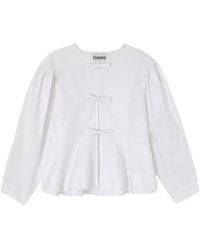 Ganni - Bow-Front Peplum Top - Lyst