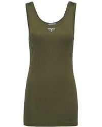 Prada - Logo Plaque Sleeveless Tank Top - Lyst