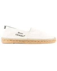 Saint Laurent - Logo Embroidered Slip-On Espadrilles - Lyst