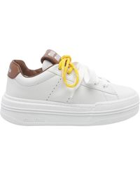 Miu Miu - Logo-Print Leather Sneakers - Lyst