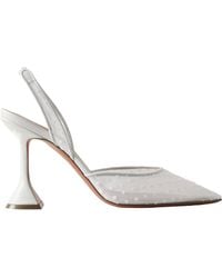 AMINA MUADDI - Flocked Polka-Dot Mesh Slingback Pumps - Lyst