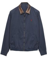 Prada - Logo-Embroidered Contrast-Collar Coat - Lyst