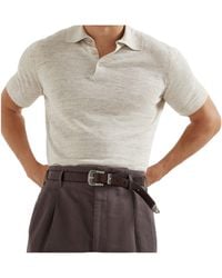 Brunello Cucinelli - Short Sleeved Knitted Polo Shirt - Lyst