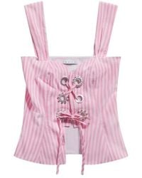 Area - Grommet Poplin Corset Top - Lyst