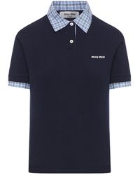 Miu Miu - Logo-Embroidered Short-Sleeved Polo Shirt - Lyst