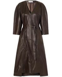 Victoria Beckham - Lace-Up Leather Midi Dress - Lyst