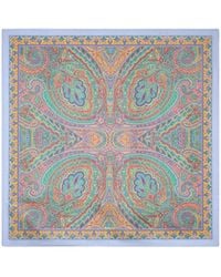 Etro - Silk Scarf With Paisley Foliage Motif - Lyst