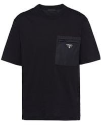 Prada - Cotton And Re-Nylon Pocket T-Shirt - Lyst